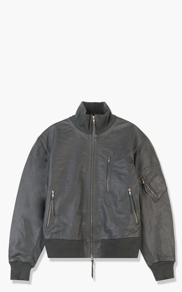 Military Surplus Pilot Flight Leather Jacket Dark Grey 10461008-Dark-Grey