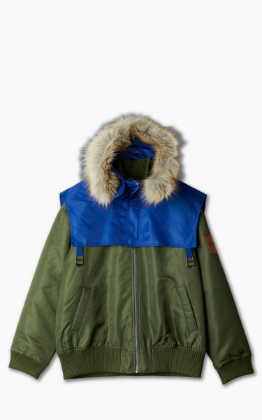 JW Anderson Relaxed Bomber Jacket With Detachable Hood Green/Blue