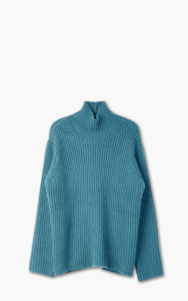 Auralee Wool Baby Camel Brushed Yarn Knit Turtle Blue