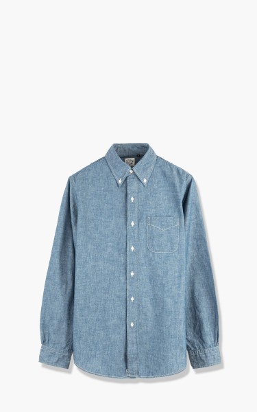 OrSlow Button Down Chambray Shirt Blue