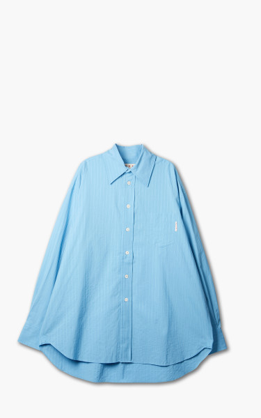 Marni Camicia Uomo Textured Supima Cotton Poplin Shirt Iris Blue