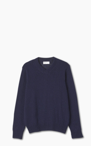 Universal Works V Neck Sweater Eco Wool Navy