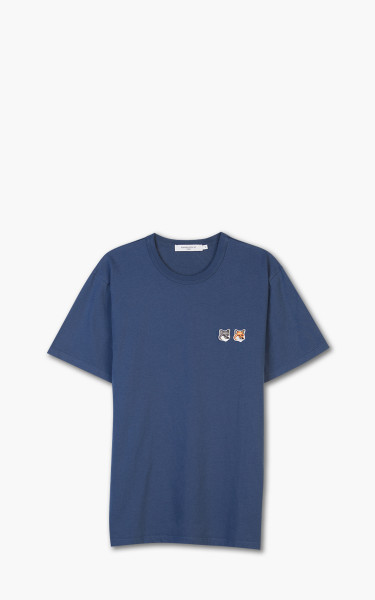 Maison Kitsuné Double Fox Head Patch Classic T-Shirt Blue Denim