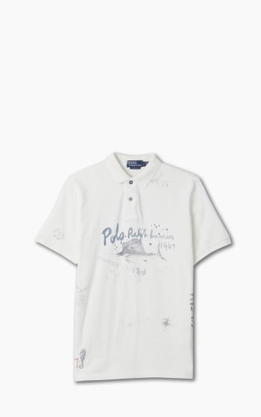Polo Ralph Lauren Classic Fit Mesh Graphic Polo Shirt White