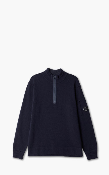 C.P. Company Knitwear Polo Collar Lambswool Total Eclipse