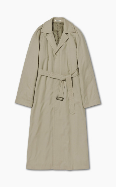 Auralee W Super Fine Tropical Wool Chesterfield Padded Coat Top Ivory Beige