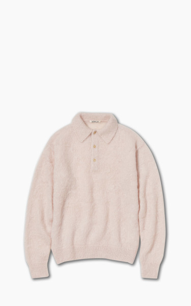 Auralee Brushed Super Kid Mohair Knit Polo Light Pink