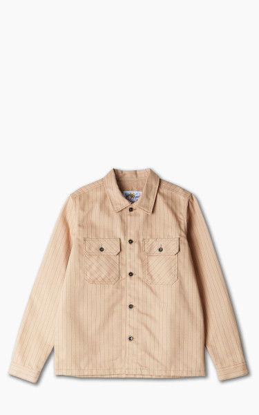 Naked &amp; Famous Denim Work Shirt Repro Workwear Twill Peach