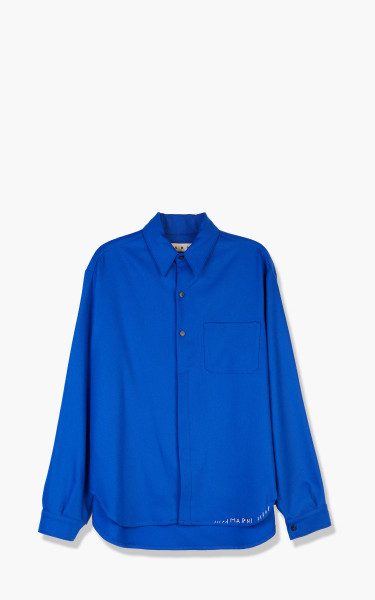 Marni Uomo Wool Flannel Shirt Mazarine Blue