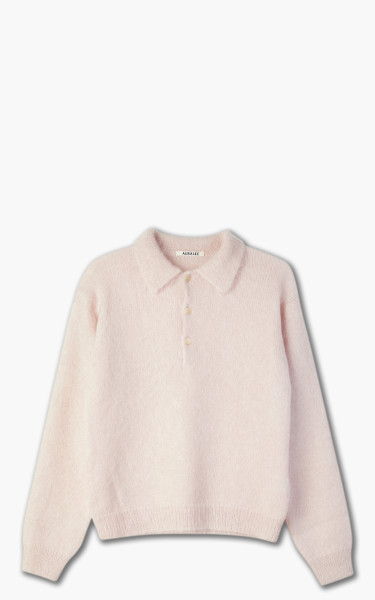 Auralee Brushed Super Kid Mohair Knit Polo Light Pink