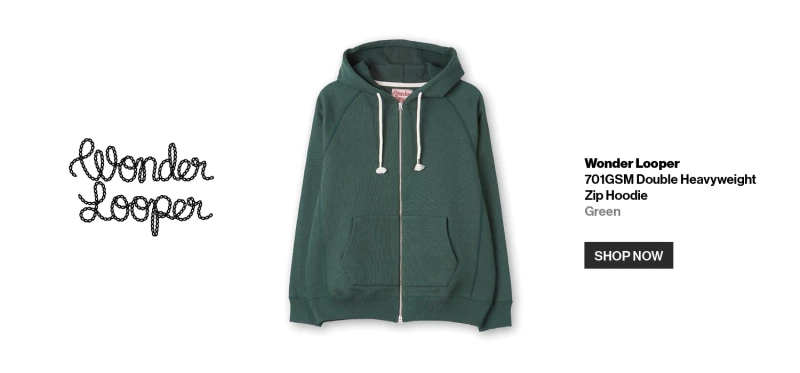 https://www.cultizm.com/kor/clothing/tops/sweatshirts/39427/wonder-looper-zip-hoodie-701gsm-double-heavyweight-french-terry-green