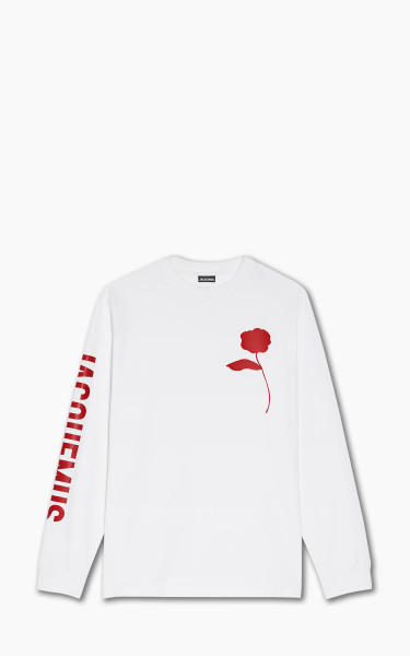 Jacquemus Le T-Shirt Ciceri Rose Stencil Longsleeve Red Solid Rose White