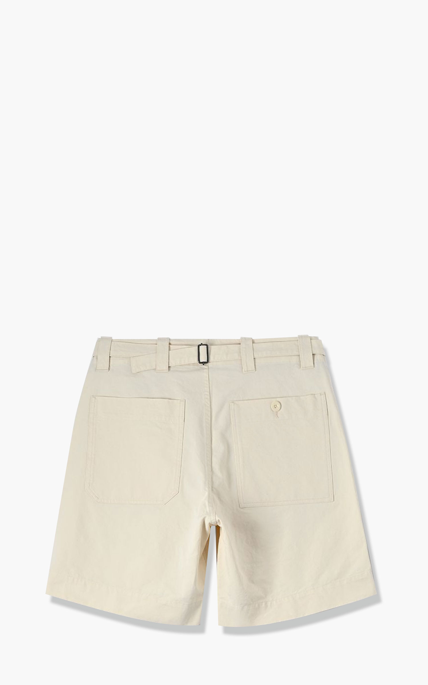 MHL. Cinch Belt Shorts Washed Compact Cotton Natural