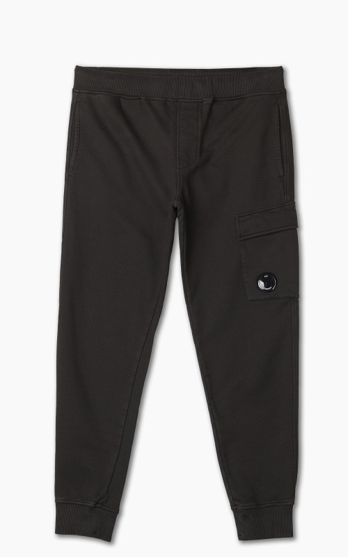 C.P. Company Brushed Emerized Diagonal Fleece Cargo Track Pants Black Cultizm