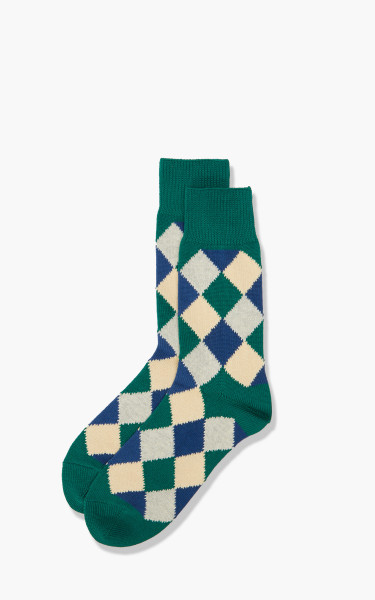 Beams Plus Diamond Pattern Socks Green
