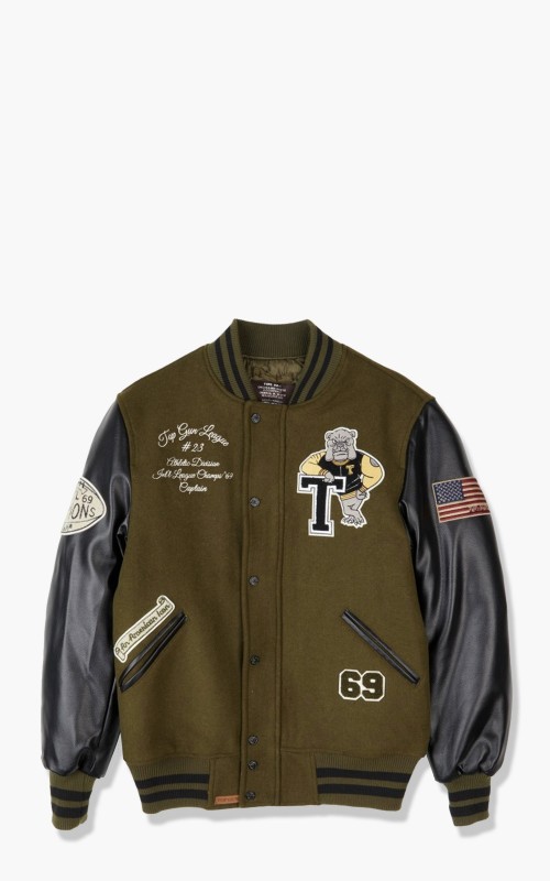 Military Surplus Varsity Jacket Top Gun Black/Olive 10361001