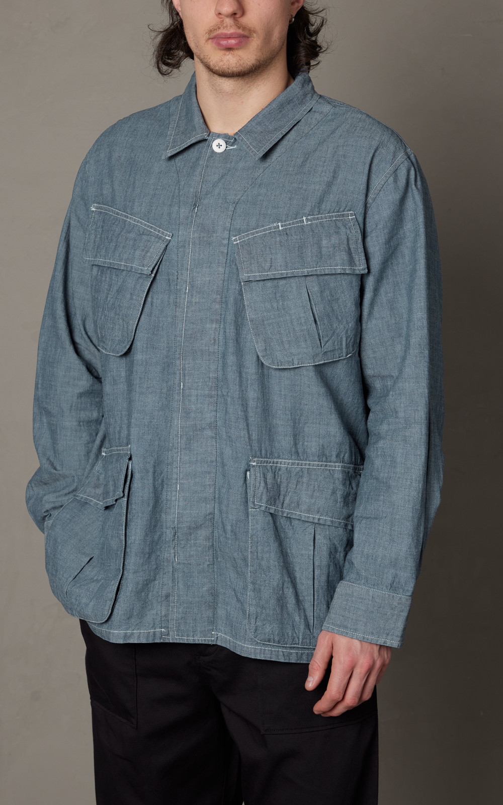 Universal Works Jungle Jacket Chambray Indigo | Cultizm
