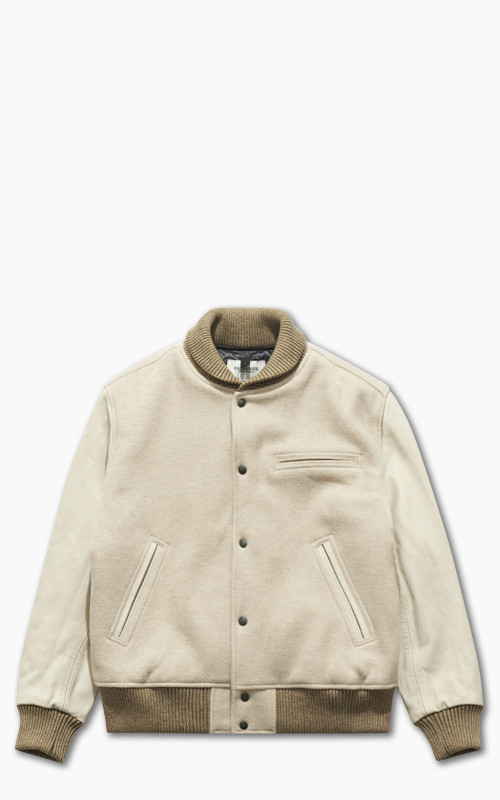 Eastlogue Stadium Jumper Jacket Beige Herringbone
