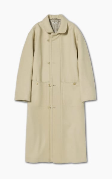 Auralee W Double Cloth Super Fine Melton Coat Light Beige