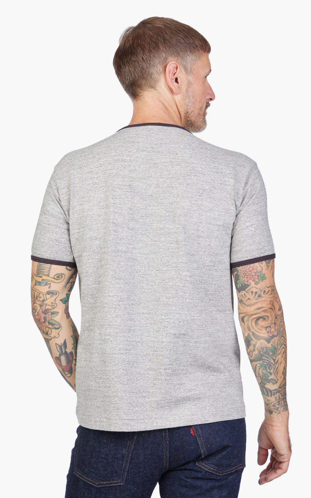 Warehouse & Co. Lot 4059 Ringer Tee No Print Heather Grey