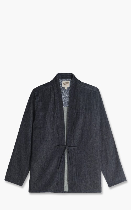 Naked & Famous Denim Kimono Shirt Slub Nep Rinsed Denim Indigo 120183225-IND