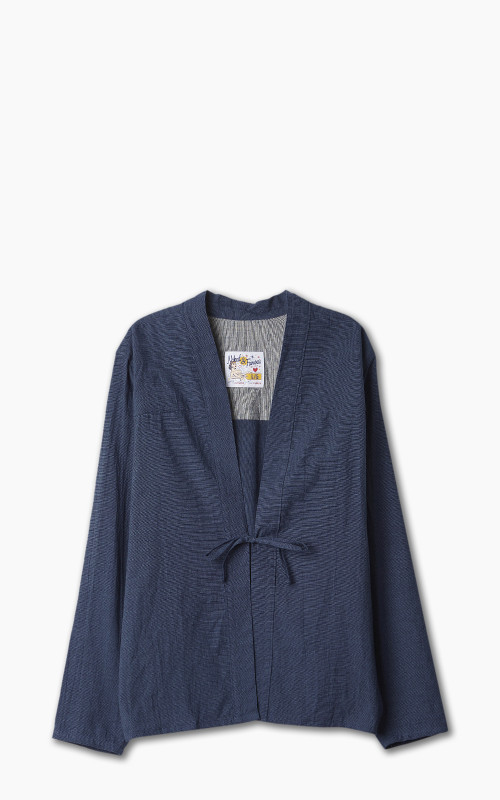 Naked & Famous Denim Kimono Shirt Linen Cotton Nep Navy
