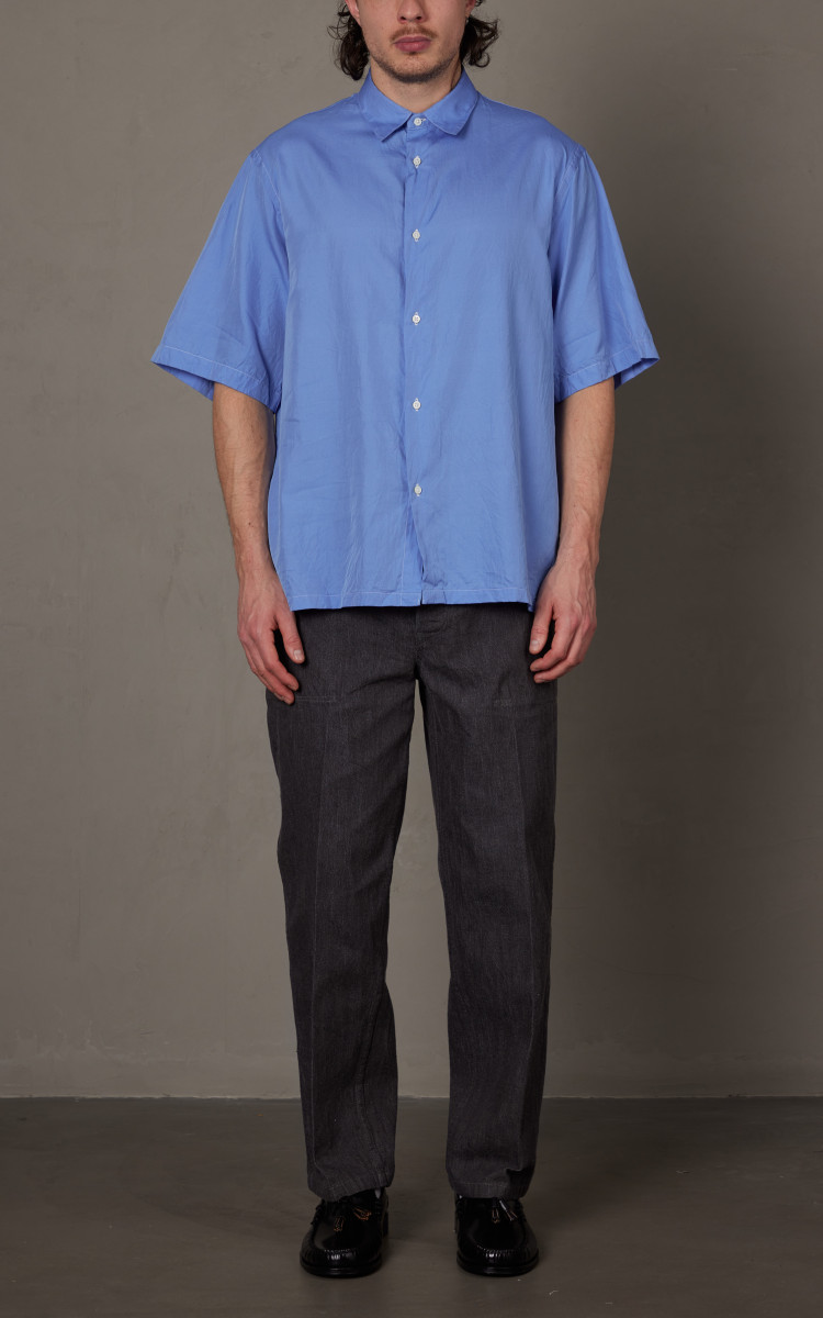 Kaptain Sunshine Short Sleeve Regular Collar Shirt Blue