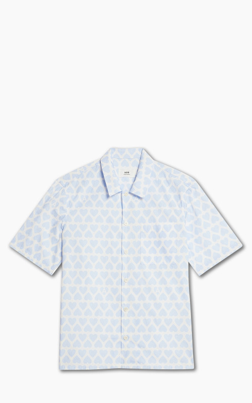 AMI Paris Camp Collar Shirt Sky Blue/Natural White