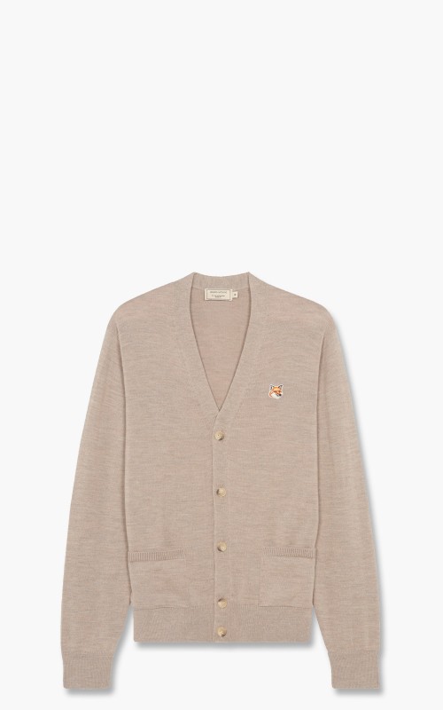 Maison Kitsuné Fox Head Patch Classic Cardigan Beige Melange