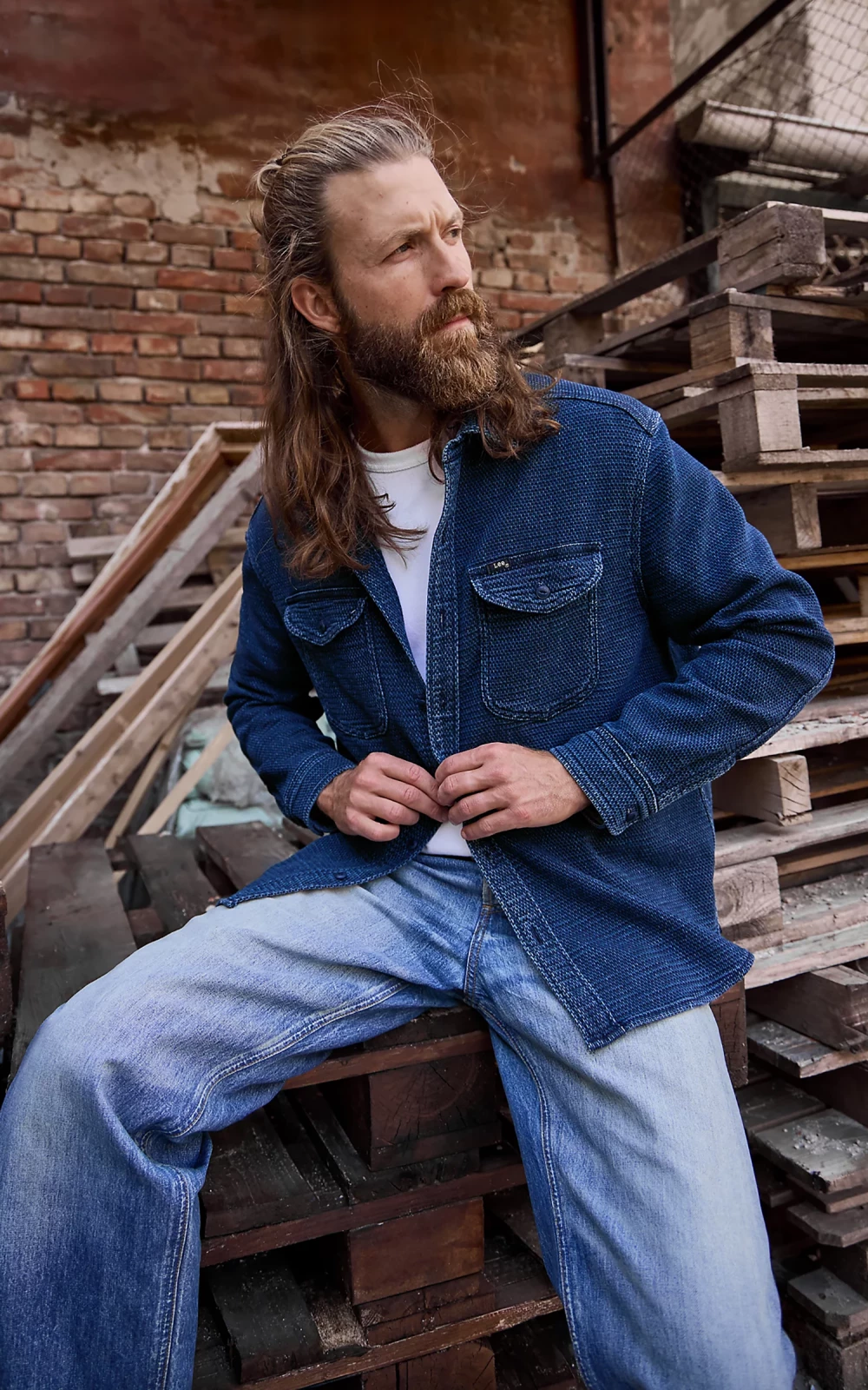 Lee 101 70s Shirt Dark Wash Denim Blue | Cultizm