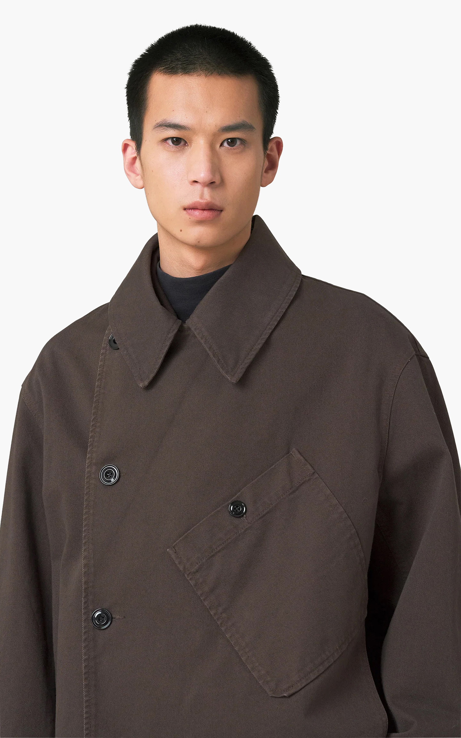 Lemaire Dispatch Jacket Garment Dyed Denim Espresso | Cultizm
