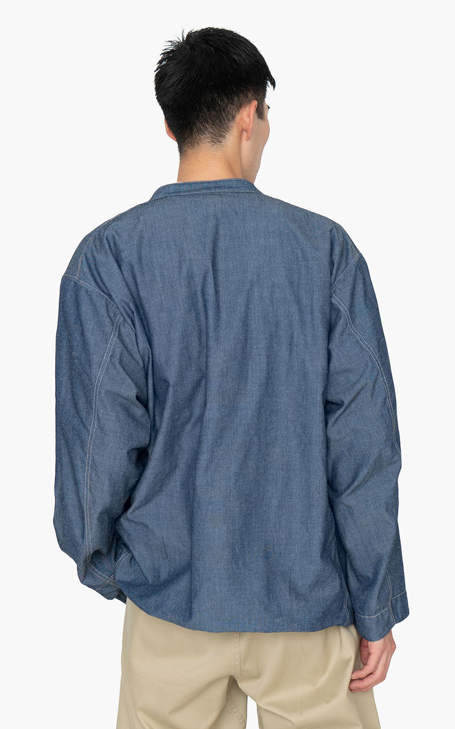 Nanamica Chambray Band Collar Jacket Indigo | Cultizm