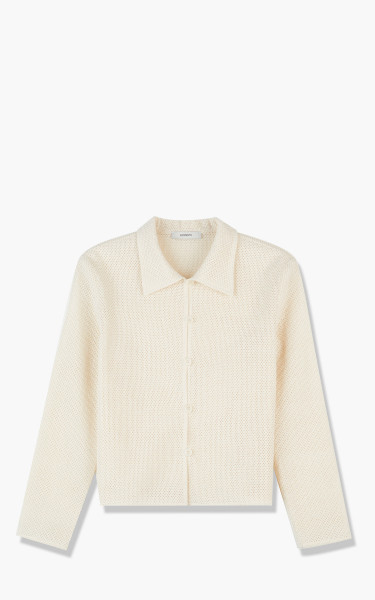 Amomento Cotton Crochet Long Sleeve Shirt Ecru AM22SSW02SHER-Ecru