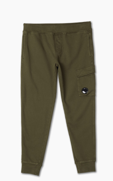 C.P. Company Brushed &amp; Emerized Diagonal Fleece Cargo Track Pants Ivy Green