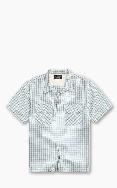 RRL Checked Cotton-Linen Camp Shirt Indigo/Cream