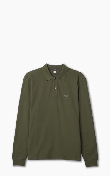 C.P. Company Stretch Piquet Long Sleeved Polo Shirt Ivy Green