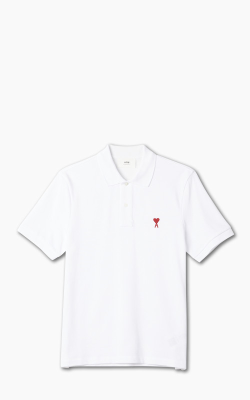 AMI Paris Ami De Coeur Polo Shirt White