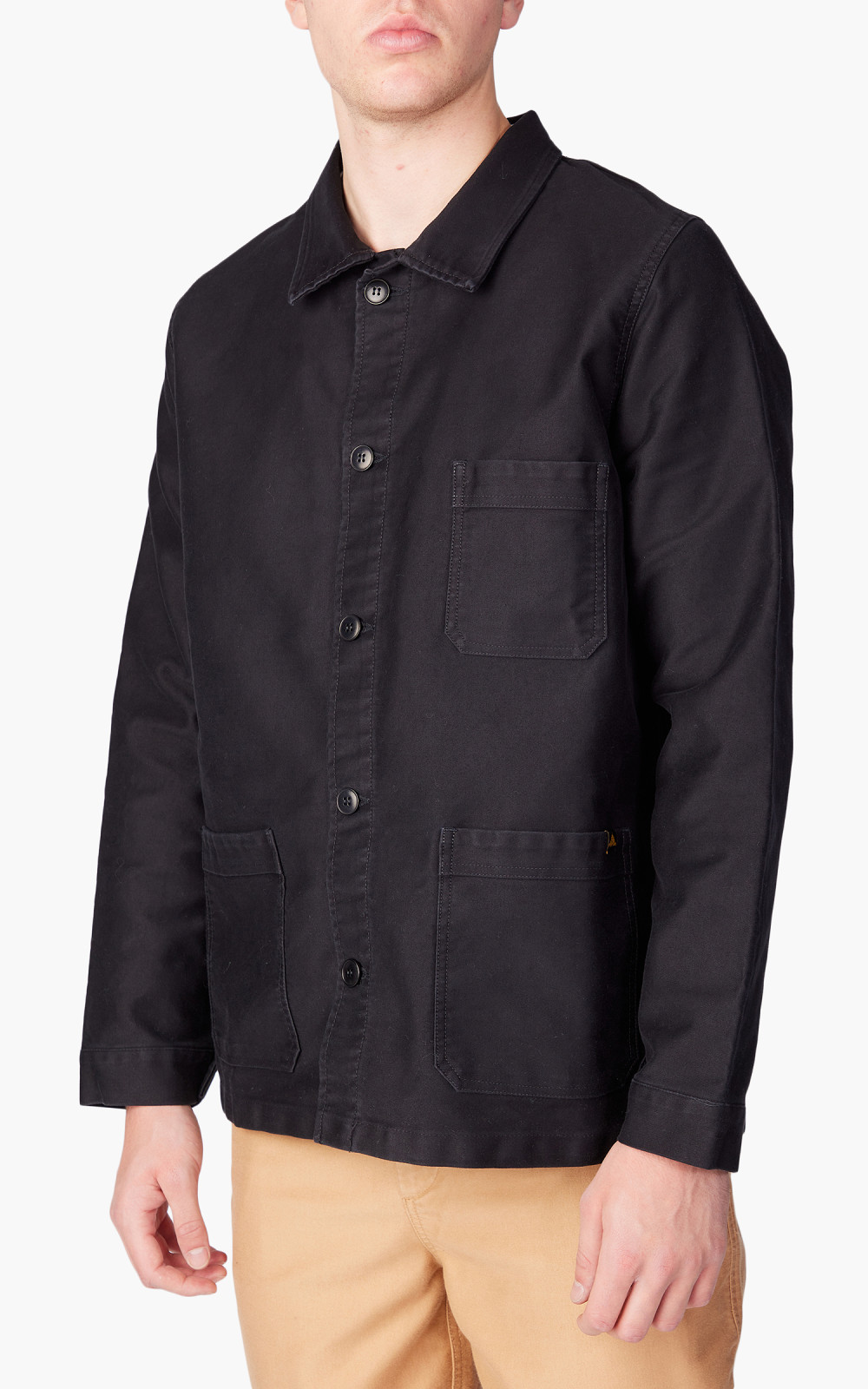 Le Mont St Michel Authentic Work Jacket Moleskin Black | Cultizm