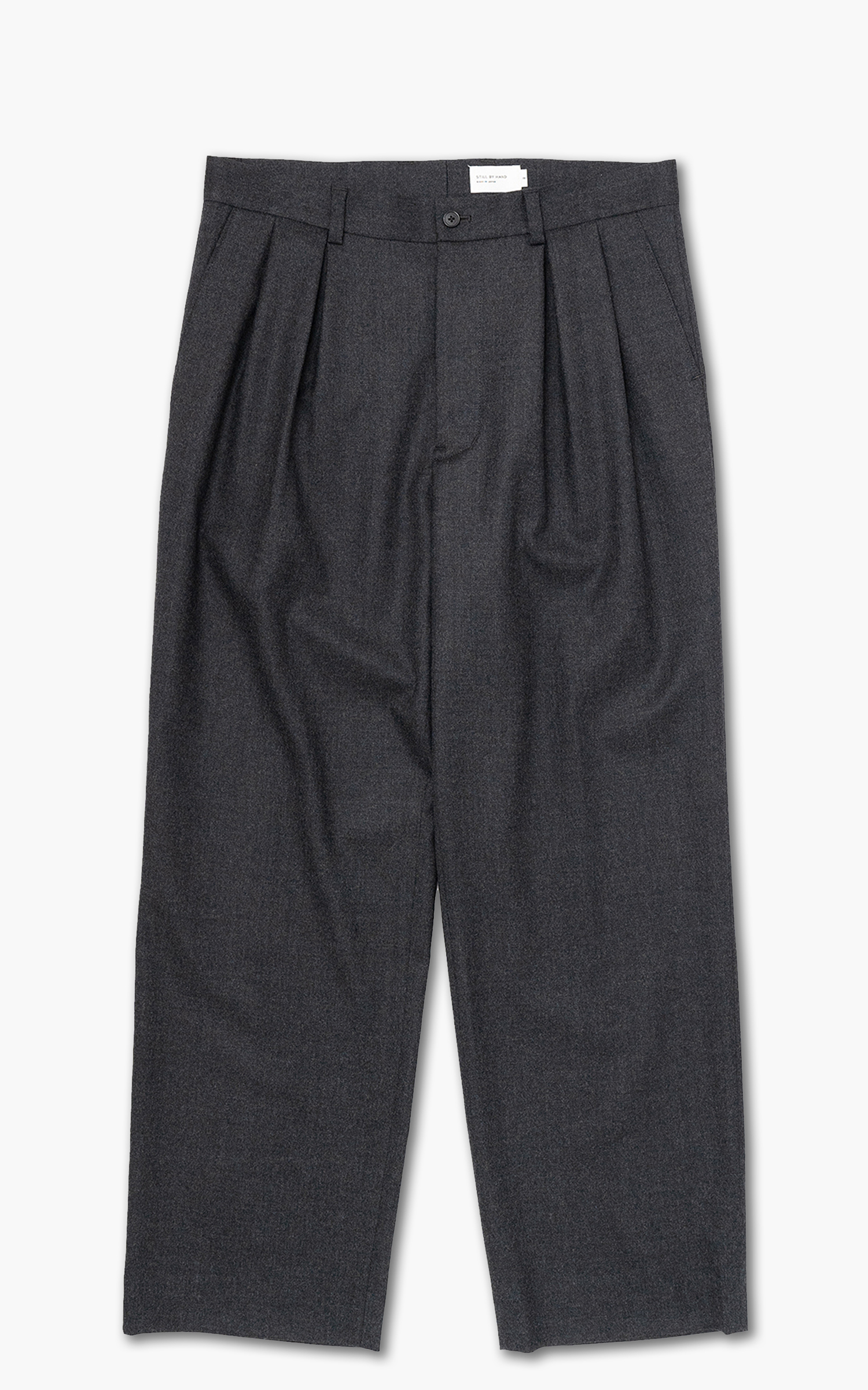 Still By Hand Wide Wool Pants Charcoal | Cultizm
