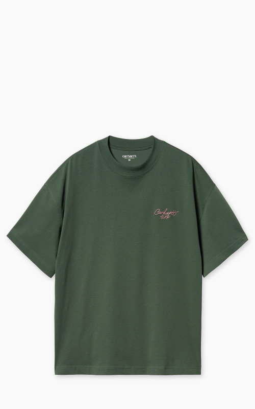 Carhartt WIP S/S Signature Script T-Shirt Sycamore Tree/Dusty Rose