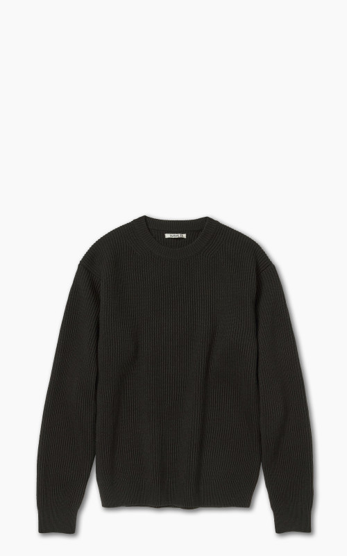 Auralee French Merino Rib Knit Pullover Dark Brown