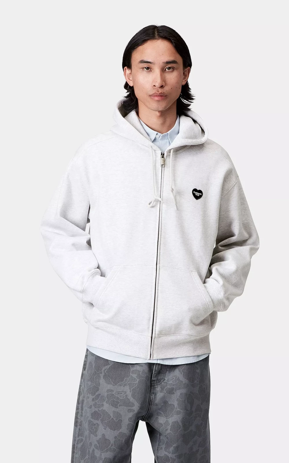 【carhartt】速達無料Heart II Harttジップフーディ/Ash Heather Carhartt WIP Heart II Hartt Hooded Sweater Jacket Ash
