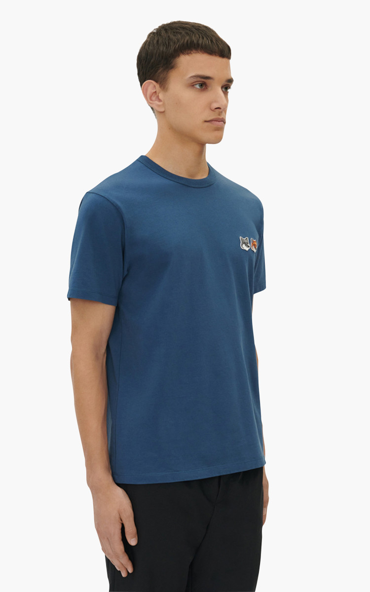 Maison Kitsuné Double Fox Head Patch Classic T-Shirt Blue