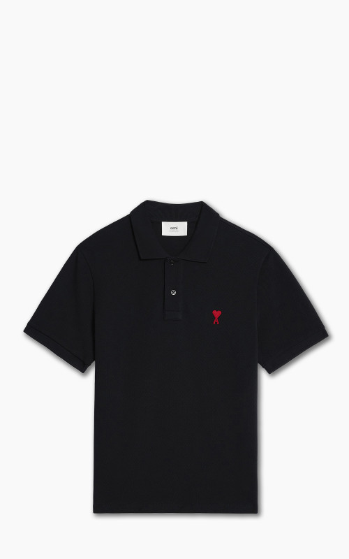 AMI Paris Ami De Coeur Polo Shirt Black