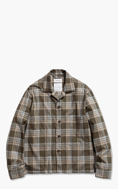 Markaware Super 120's Wool Tropical Utility Shirt Olive Plaid Cultizm