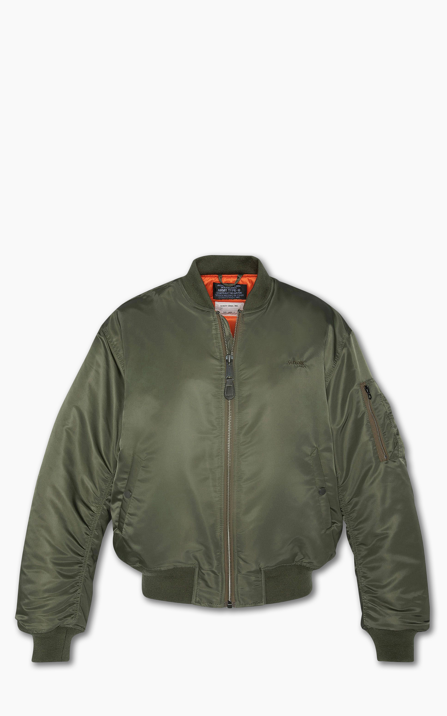 Schott NYC Airforce 90s Fit MA-1 Bomber Jacket Army Khaki | Cultizm