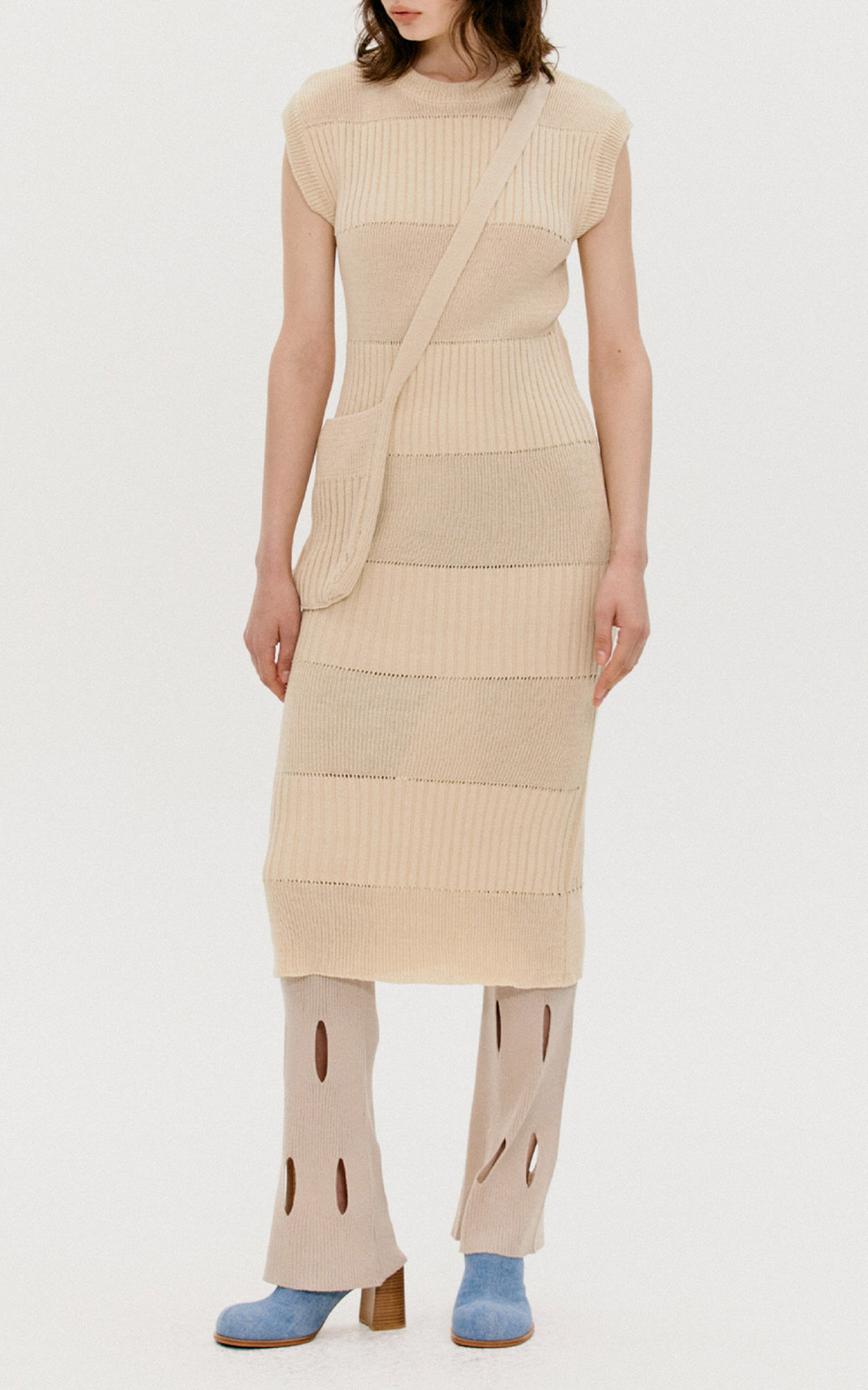 【OPEN YY】 CUT OUT KNIT PANTS BEIGE TheOpen Product Cut-Out Knit Pants Beige | Cultizm