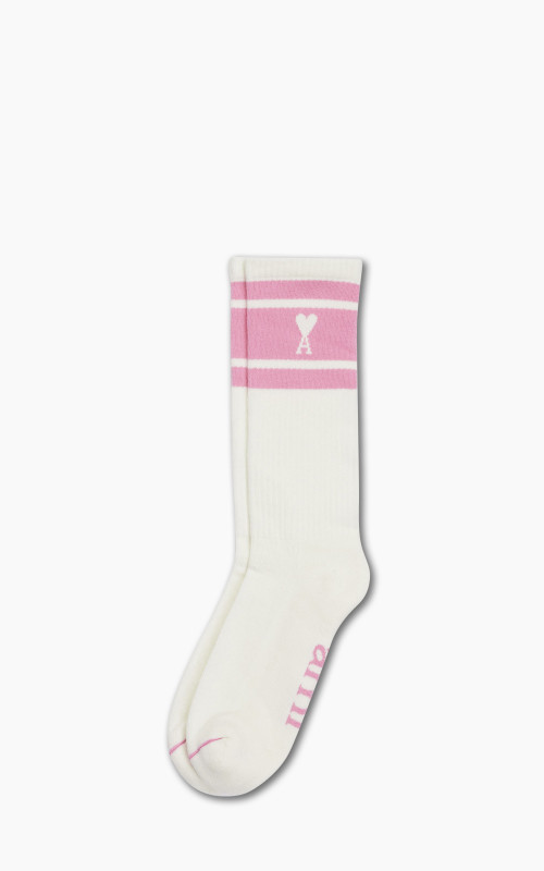 AMI Paris Ami de Coeur Striped Socks Candy Pink