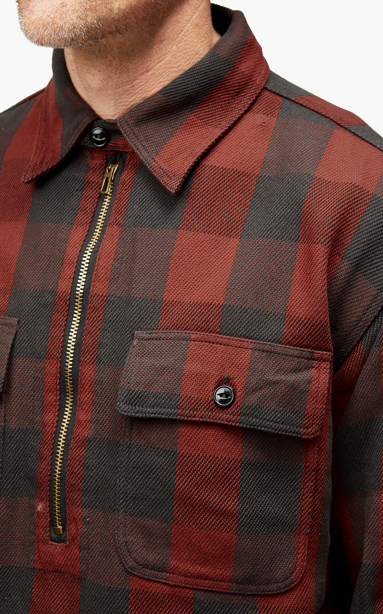 Fullcount 4071 Half Zip Pullover Classic Buffalo Check Shirt