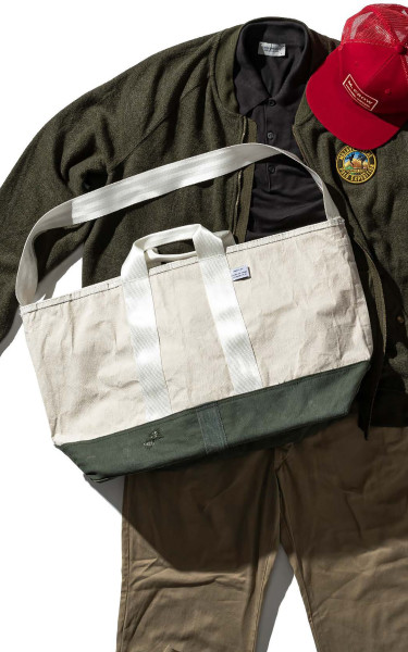 Puebco Laminated Cotton Large Bag Natural/Green